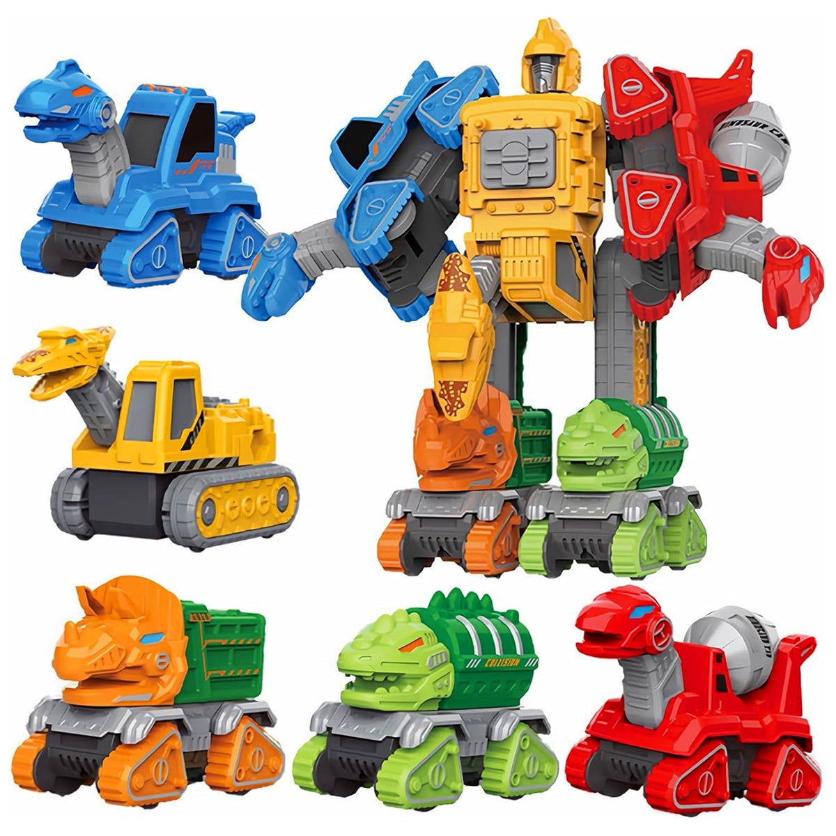 5 DINOSAUR TRUCK DEFORMATION ROBOT TOYS SET
