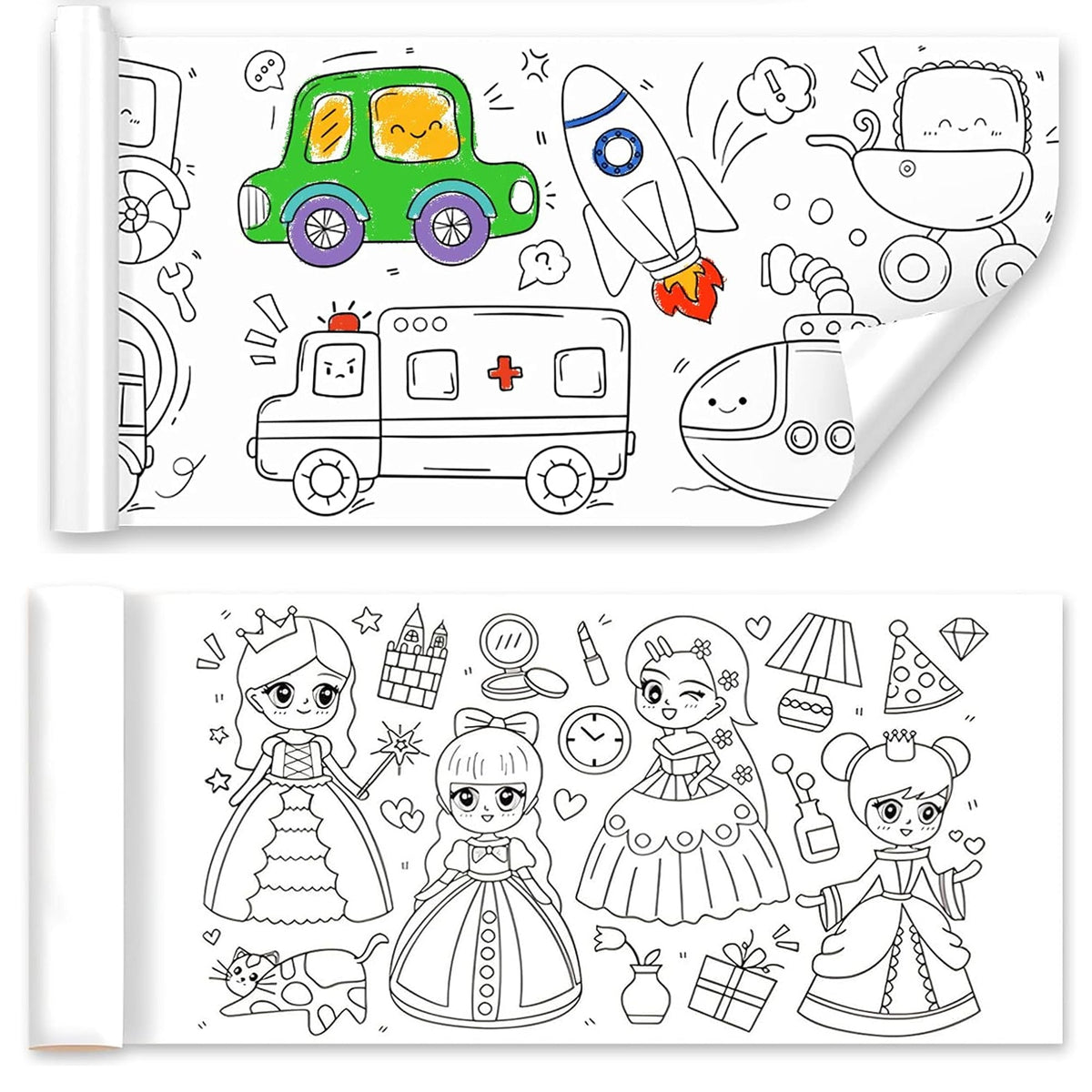 Drawing Book Coloring Paper Roll - Set of 2