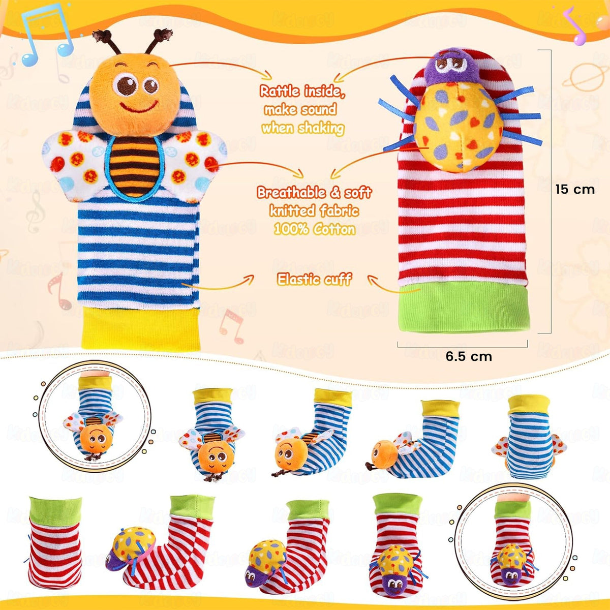 Baby Sensory Rattle Socks Set