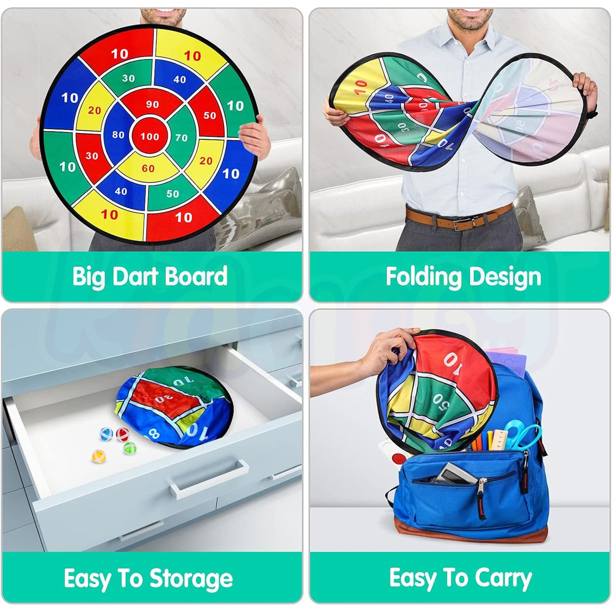 Dart Board with 12 Sticky Balls Game Set
