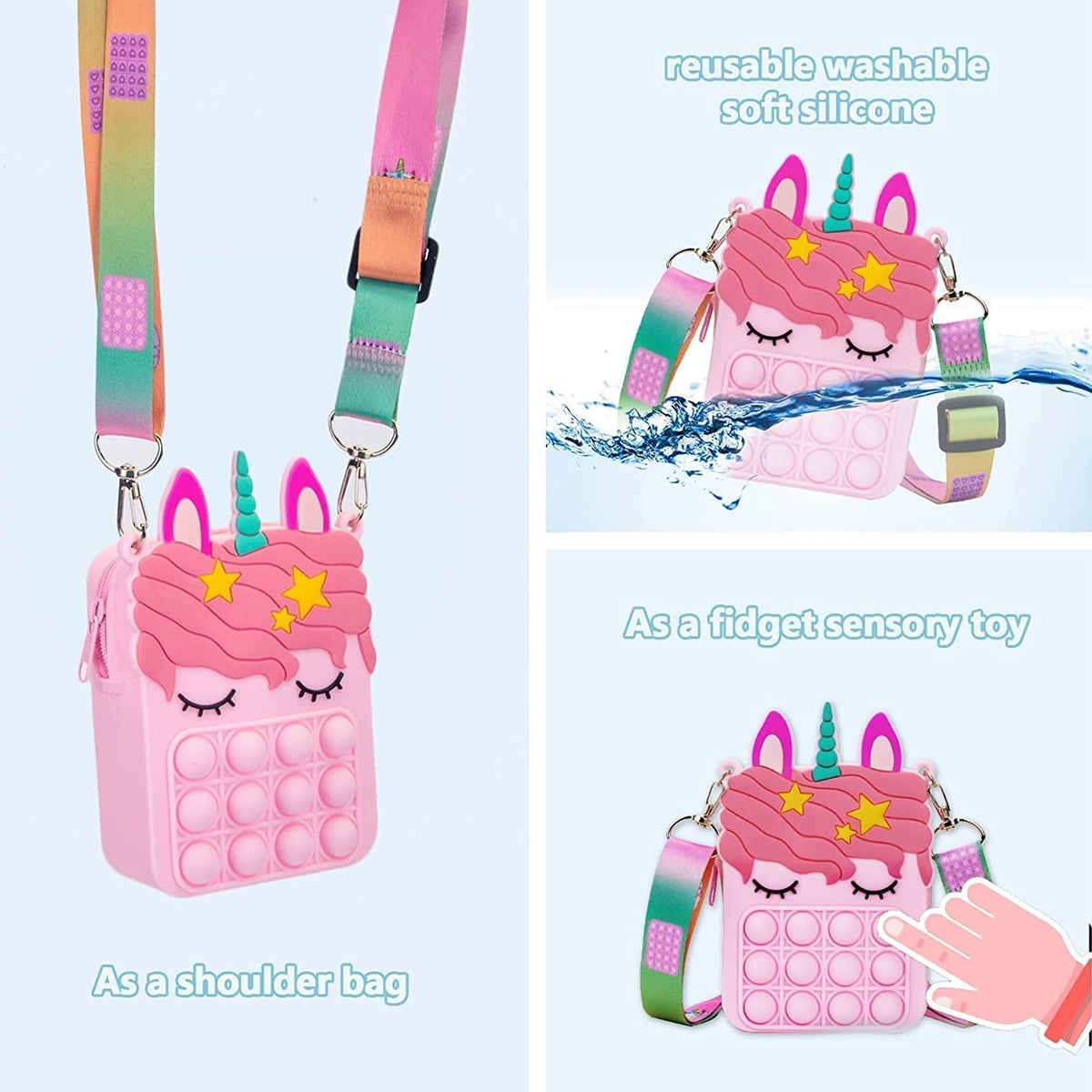 Unicorn Pop It Sling Bag for Kids