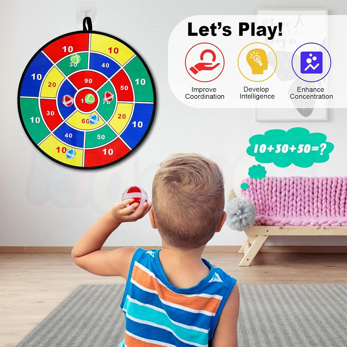 Dart Board with 12 Sticky Balls Game Set