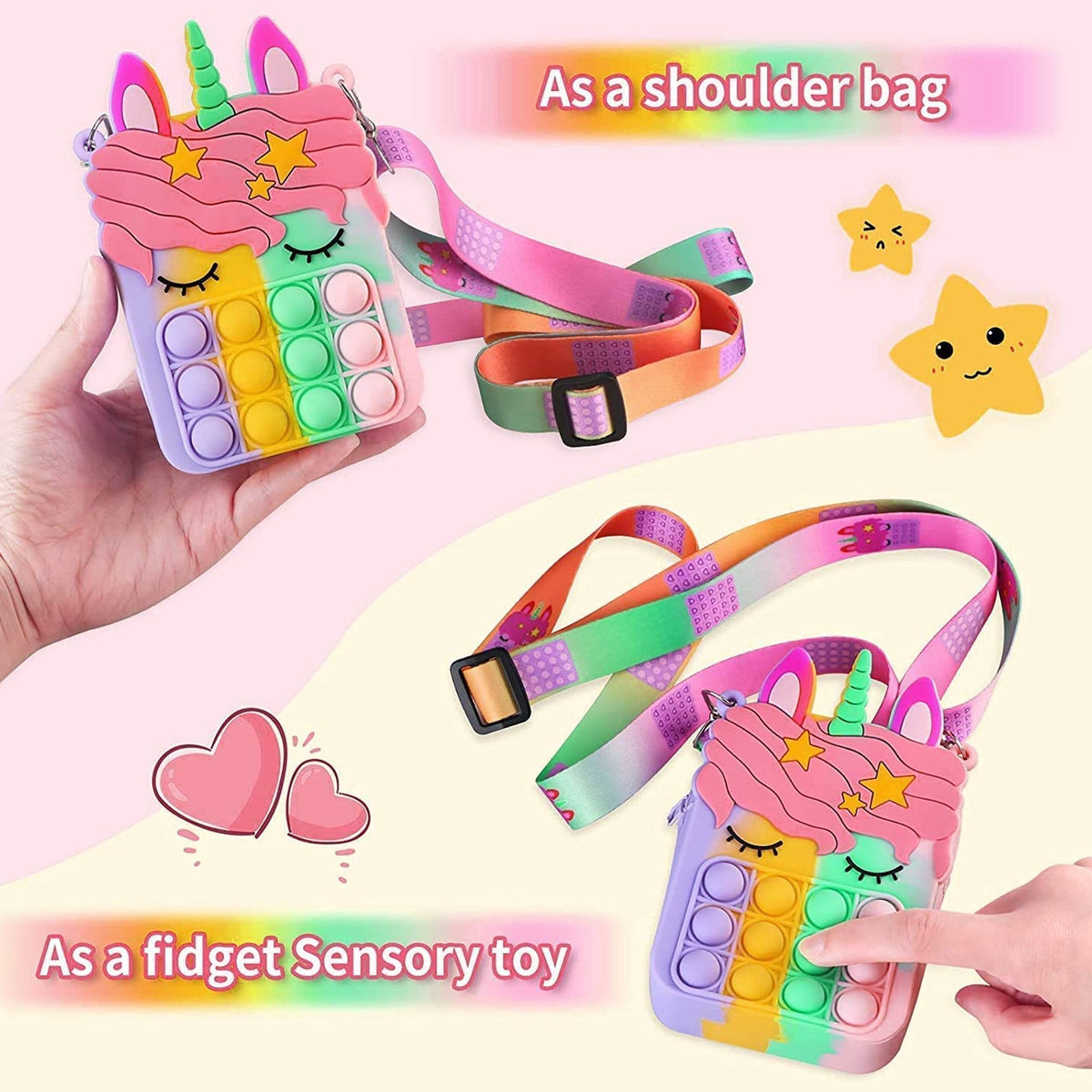 Unicorn Pop It Sling Bag for Kids