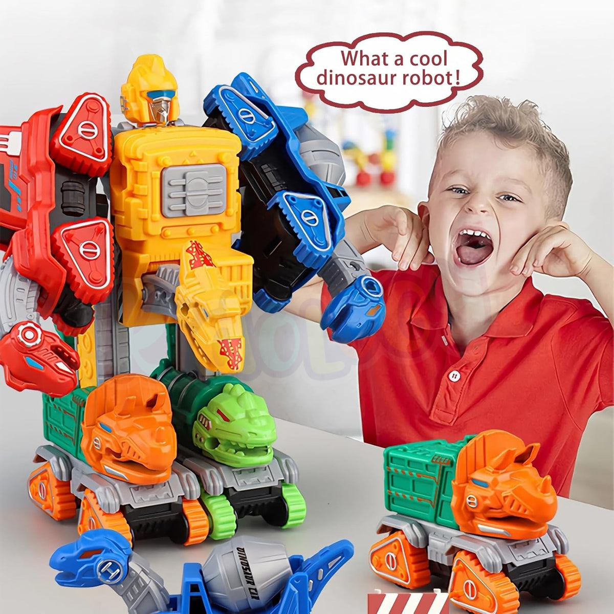 5 DINOSAUR TRUCK DEFORMATION ROBOT TOYS SET