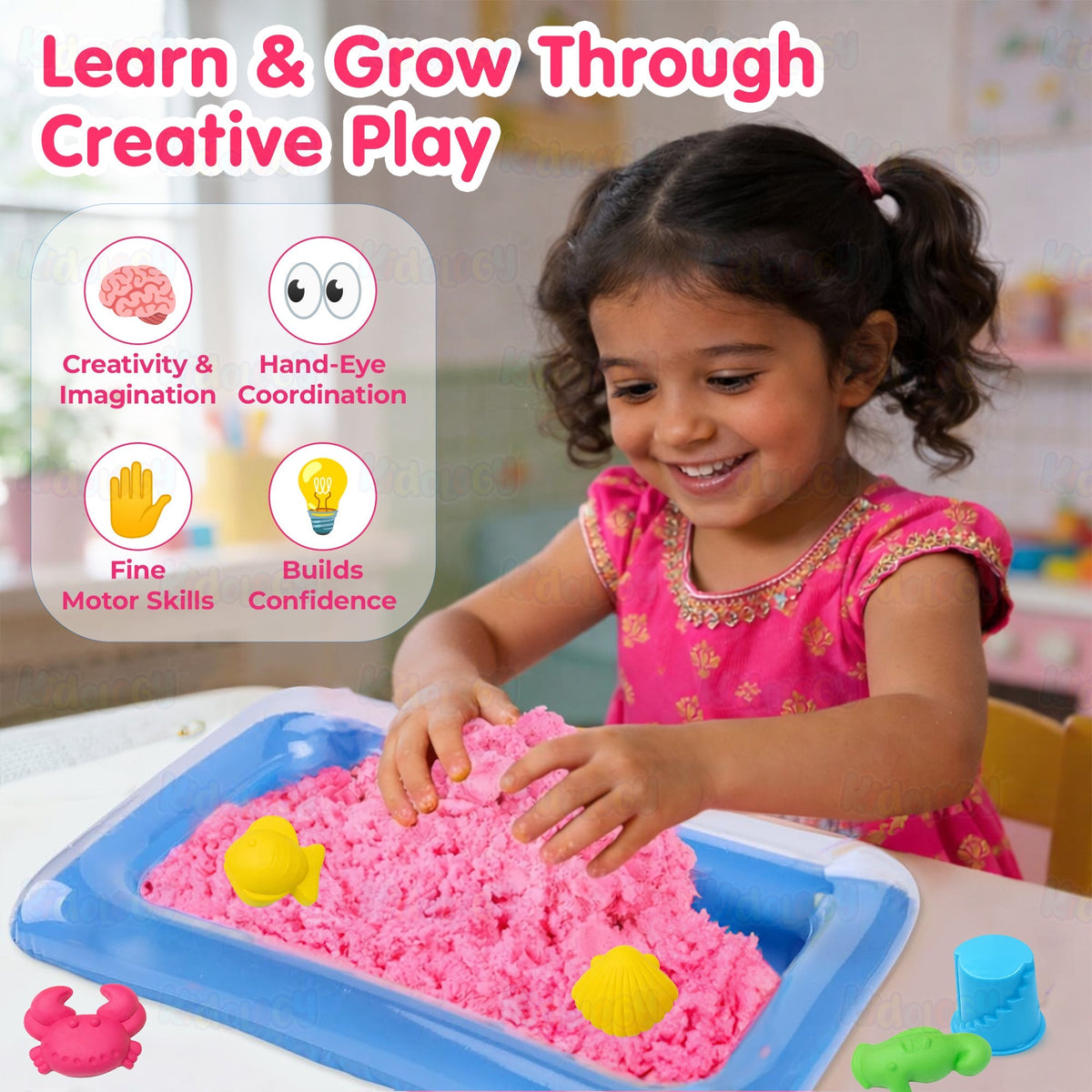 Kids Kinetic Sand Box with Shape Mold Model