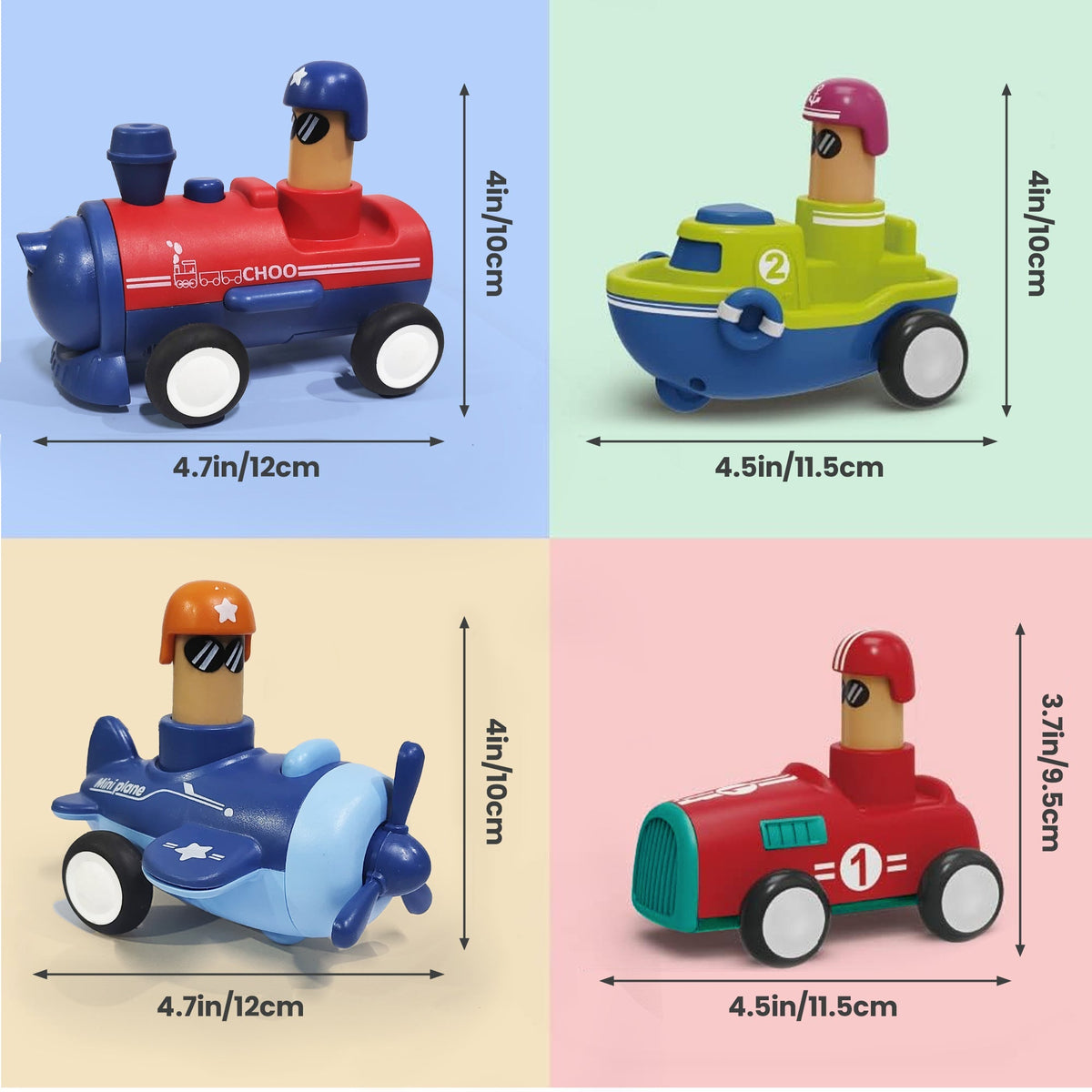 Bonkerheads Push & Go Play Cars