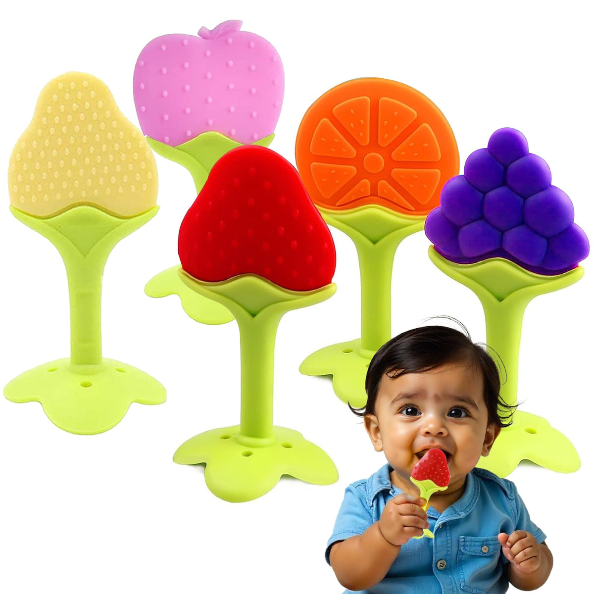 Fruits Shaped Teether Toys – Pack of 5