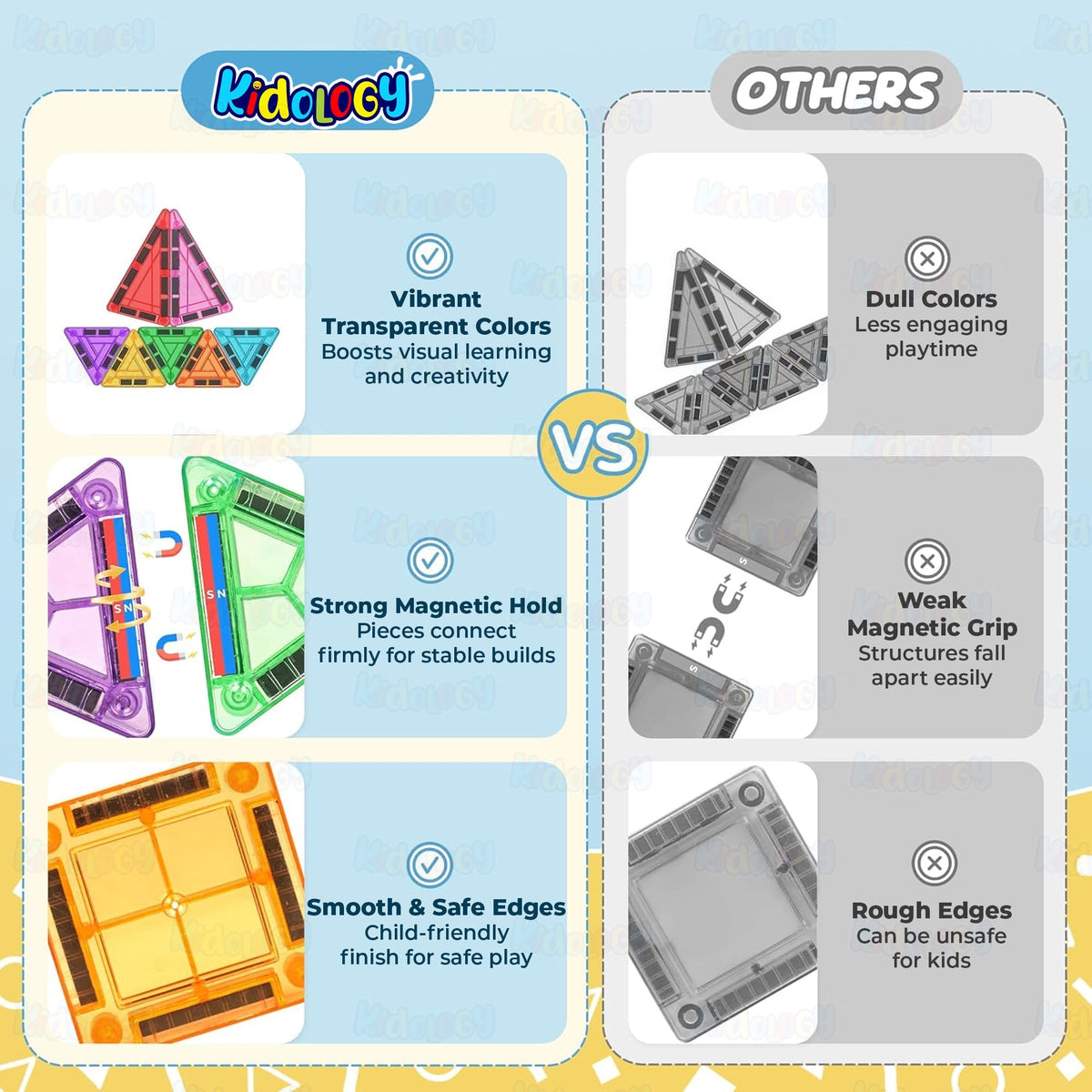 42 PCS STEM Magnetic Tiles