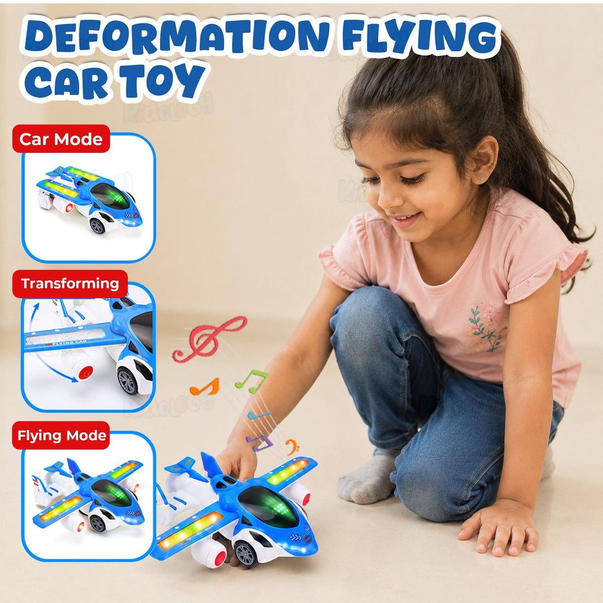 Automatic Deformation Airplane With Light & Music