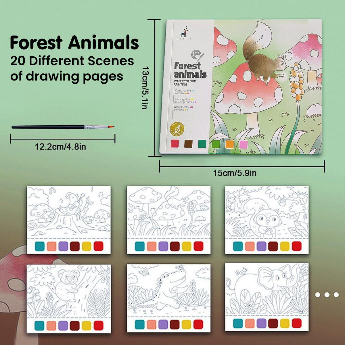 Forest Animals Water Color Book for Kids