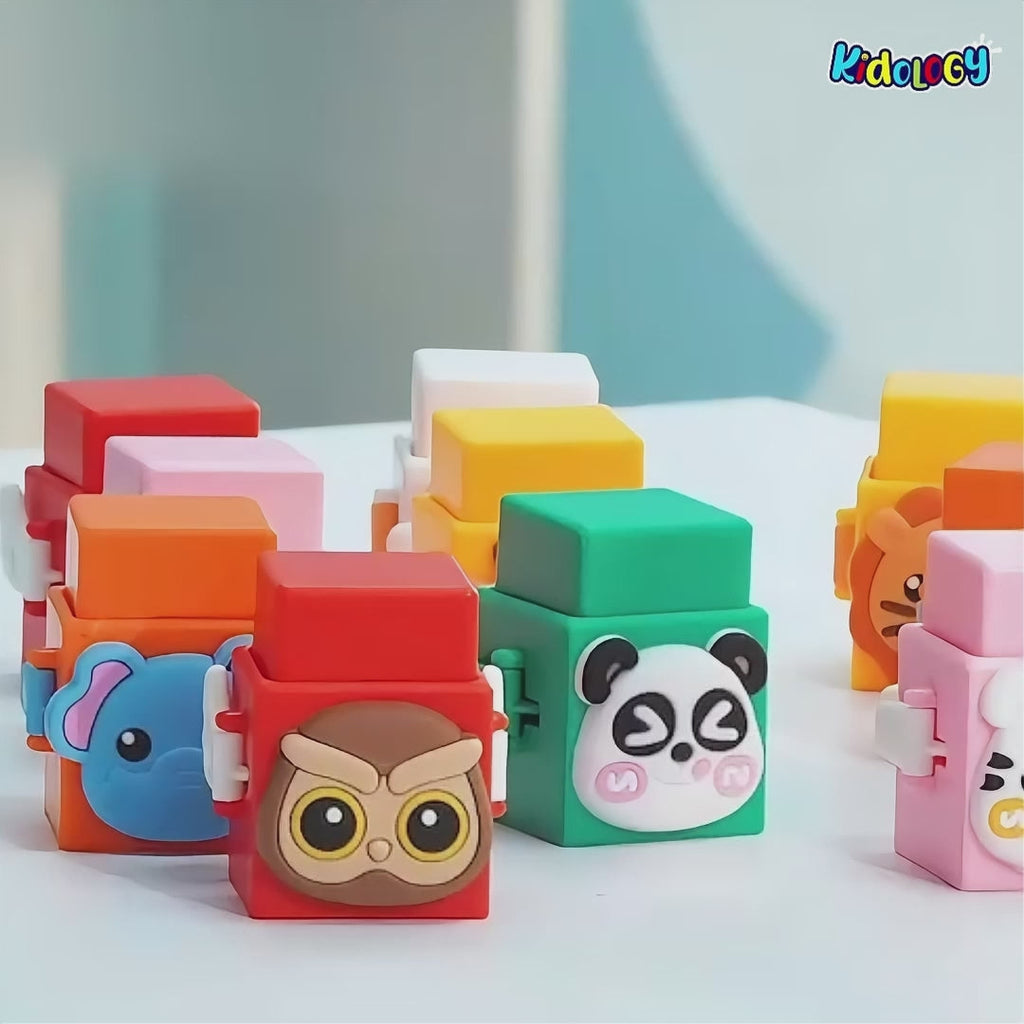 12-Piece Pressable Animal Stacking Blocks