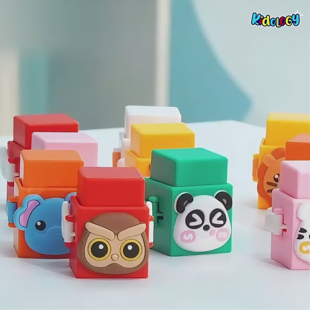 12-Piece Pressable Animal Stacking Blocks