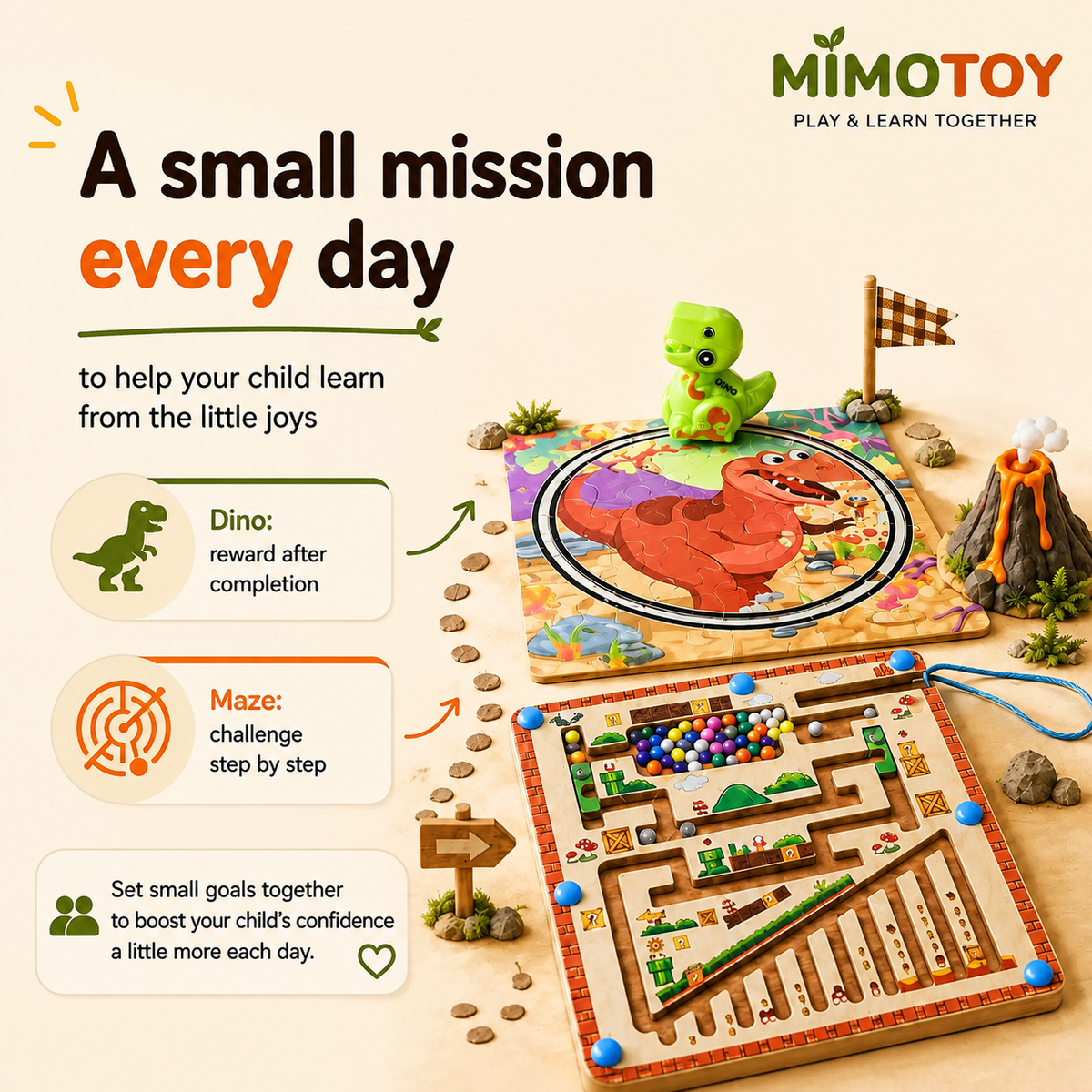 📦Free Shipping📦 Toys for ages 3+ – Dinosaur puzzle & magnetic maze combo