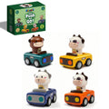 Big Head Animals Press & Go Racing Cars